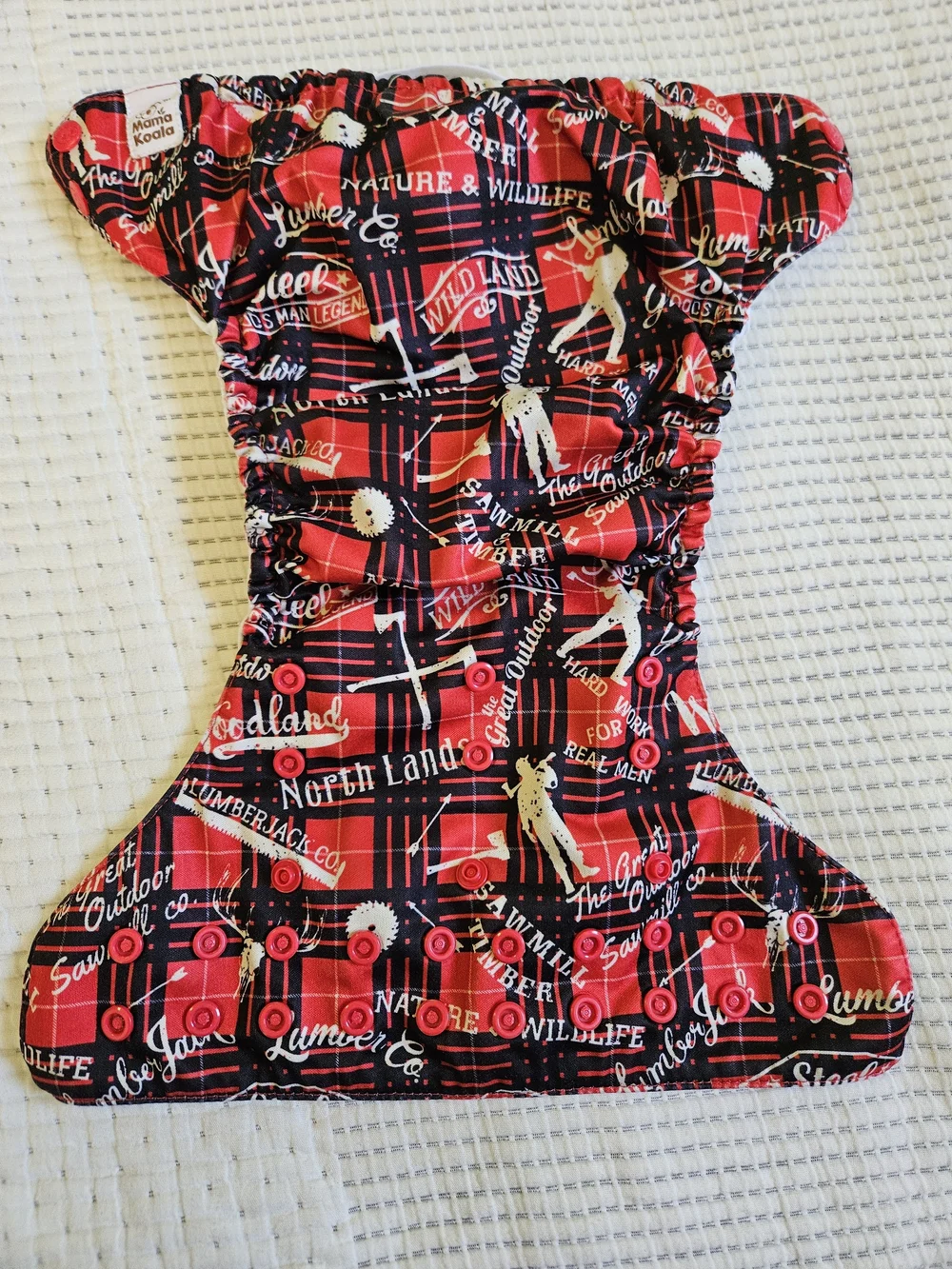 Red Plaid Reusable Cloth Diaper
